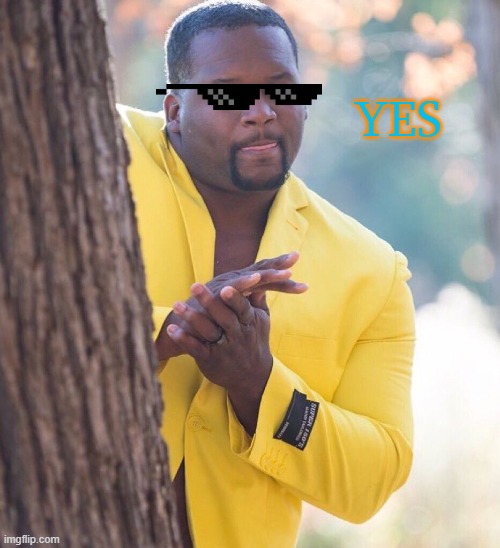 Black guy hiding behind tree | YES | image tagged in black guy hiding behind tree | made w/ Imgflip meme maker