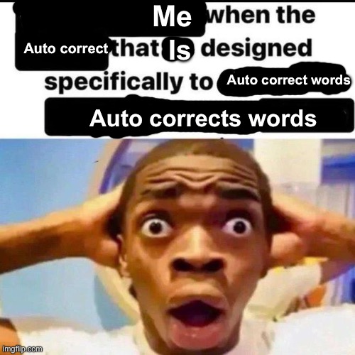 Me; Auto correct; Is; Auto correct words; Auto corrects words | image tagged in memes,funny,funny memes,chat reviver,shitpost,msmg | made w/ Imgflip meme maker