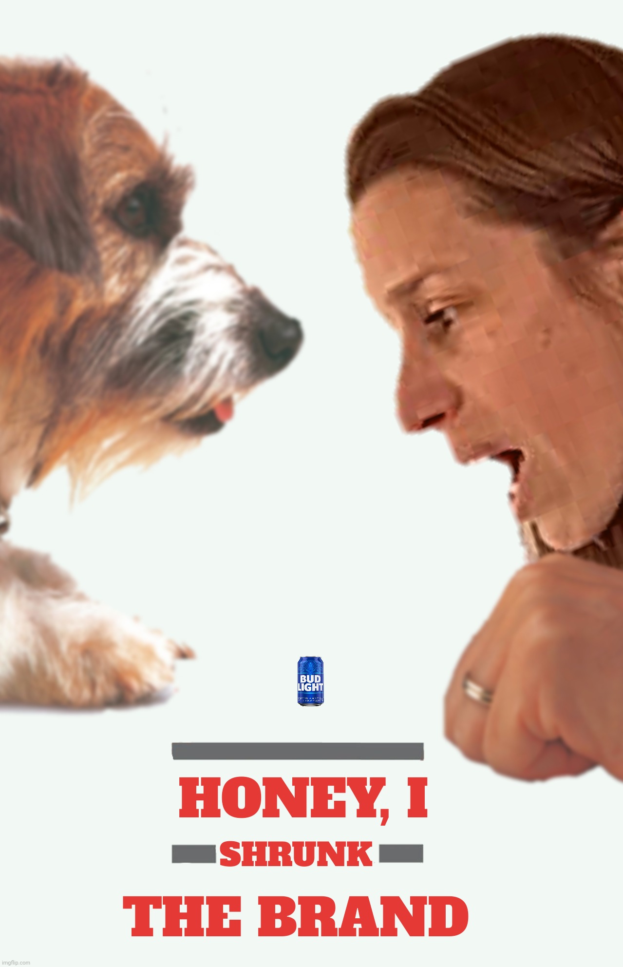 Bad Photoshop Sunday presents:  The Queen of Beers | image tagged in bad photoshop sunday,alissa heinerscheid,honey i shrunk the kids,bud light | made w/ Imgflip meme maker