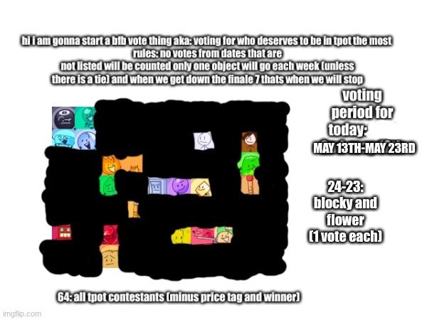 here we go again lol XD | MAY 13TH-MAY 23RD; 24-23: blocky and flower (1 vote each) | made w/ Imgflip meme maker