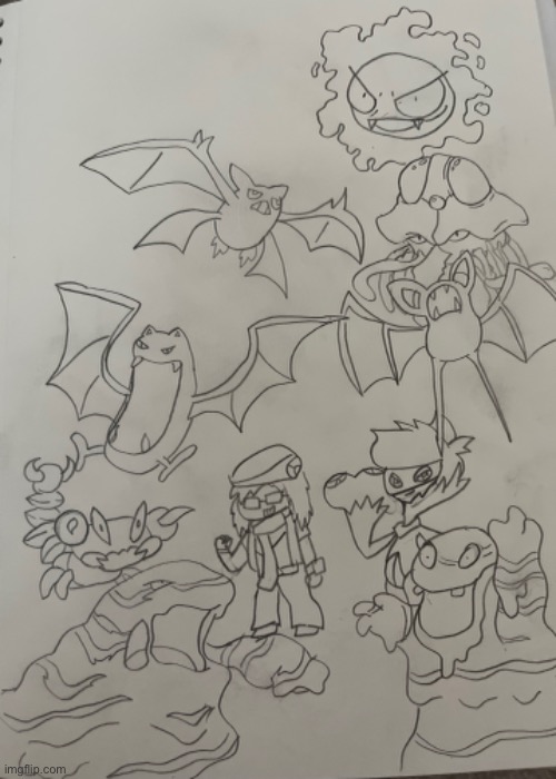 Epic poison types (I’m doing a brilliant Diamond play through using only poison types) | image tagged in pokemon,drawing | made w/ Imgflip meme maker