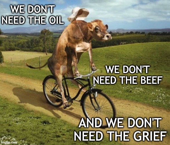 WE DON'T NEED THE OIL AND WE DON'T NEED THE GRIEF WE DON'T NEED THE BEEF | made w/ Imgflip meme maker