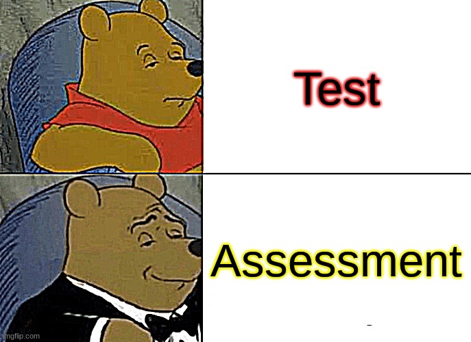 Tuxedo Winnie The Pooh Meme | Test; Assessment | image tagged in memes,tuxedo winnie the pooh | made w/ Imgflip meme maker