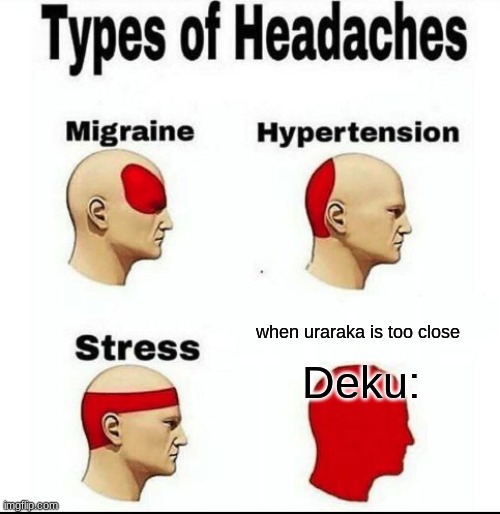 lol, ship | when uraraka is too close; Deku: | image tagged in types of headaches meme | made w/ Imgflip meme maker