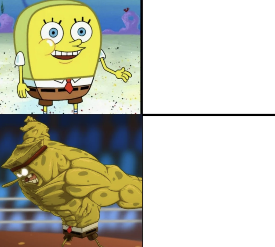 Spongebob glow up template Blank Meme Template