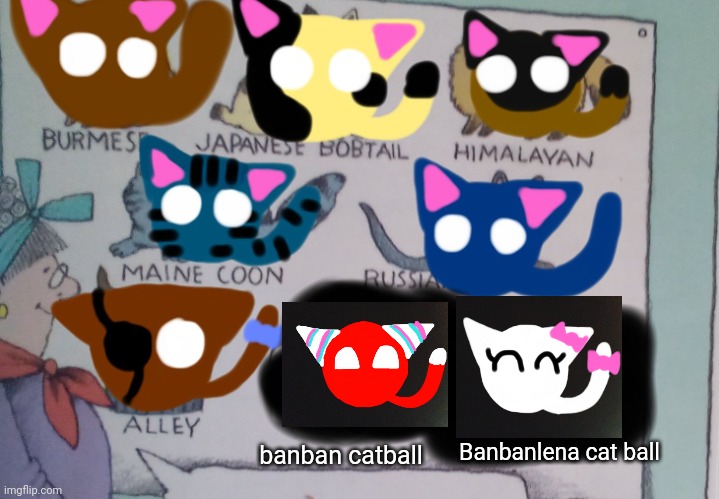 Garten of catballs are fanmade in Objectcatballs | Banbanlena cat ball; banban catball | image tagged in types of objectcatballs fanmade objectcatball blank,objectcatballs,cats | made w/ Imgflip meme maker