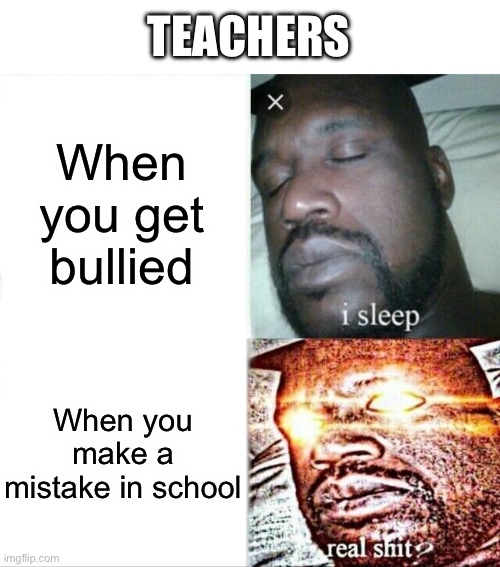 Why? | TEACHERS; When you get bullied; When you make a mistake in school | image tagged in memes,sleeping shaq,school,lol,funny,relatable | made w/ Imgflip meme maker