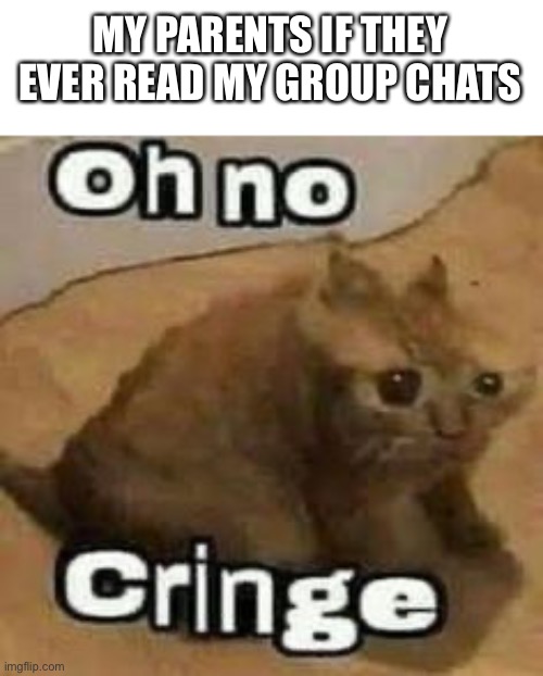 oH nO cRInGe | MY PARENTS IF THEY EVER READ MY GROUP CHATS | image tagged in oh no cringe | made w/ Imgflip meme maker