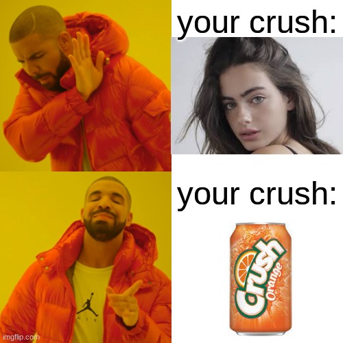 no, not that crush. THIS CRUSH- | your crush:; your crush: | image tagged in memes,drake hotline bling,funny memes,idk,random | made w/ Imgflip meme maker