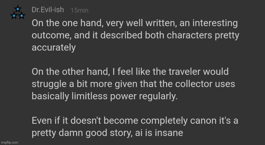 My response to AM's story. Not sure if he mentioned it, but he told me he used ai to make it | made w/ Imgflip meme maker