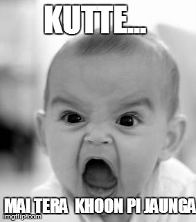 Angry Baby Meme | KUTTE...  MAI TERA  KHOON PI JAUNGA | image tagged in memes,angry baby | made w/ Imgflip meme maker