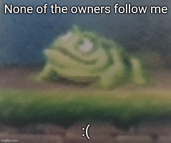 Frogoon | None of the owners follow me; :( | image tagged in frogoon | made w/ Imgflip meme maker