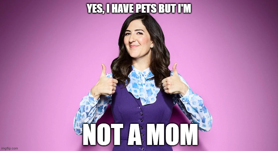 not a mom | YES, I HAVE PETS BUT I'M; NOT A MOM | image tagged in mothers day,not a mom,janet,the good place,meme,childfree | made w/ Imgflip meme maker