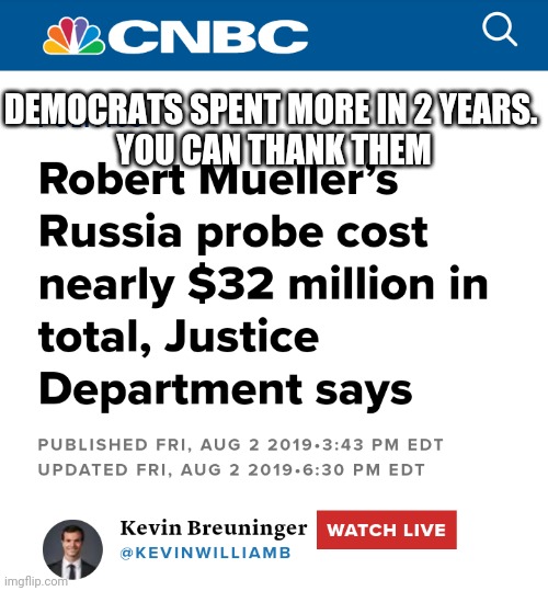 DEMOCRATS SPENT MORE IN 2 YEARS. 
YOU CAN THANK THEM | made w/ Imgflip meme maker
