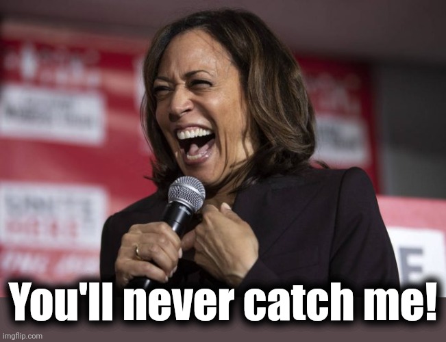 Kamala laughing | You'll never catch me! | image tagged in kamala laughing | made w/ Imgflip meme maker