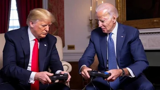 Joe and Donald are gaming. Sure hope they get along well | made w/ Imgflip meme maker