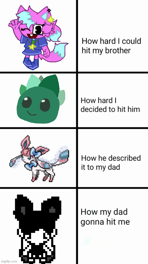idk (Tricera note: frick I started a trend) | image tagged in how hard i could hit my brother | made w/ Imgflip meme maker