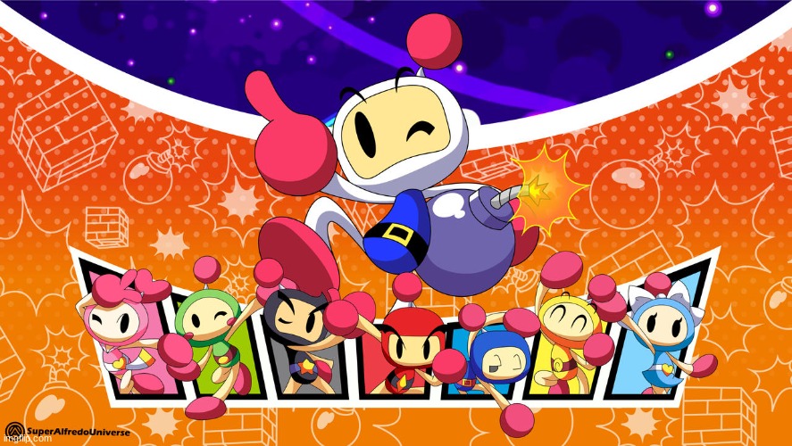 Bomberman Bros all together (Art by SuperAlfredoUniverse) | made w/ Imgflip meme maker