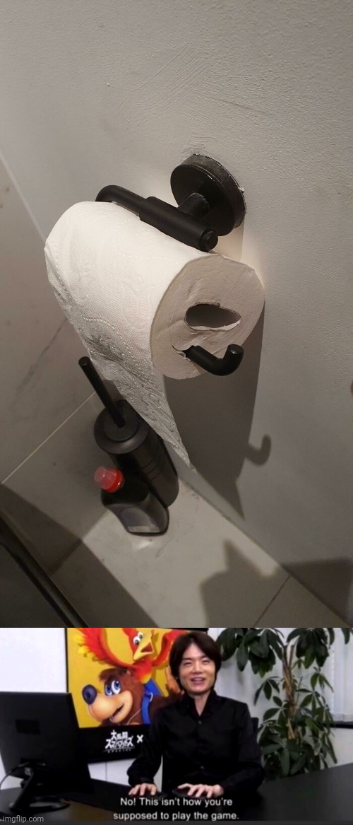 Toilet paper holder | image tagged in no this isn t how your supposed to play the game,toilet paper,you had one job,toilet paper holder,memes,bathroom | made w/ Imgflip meme maker