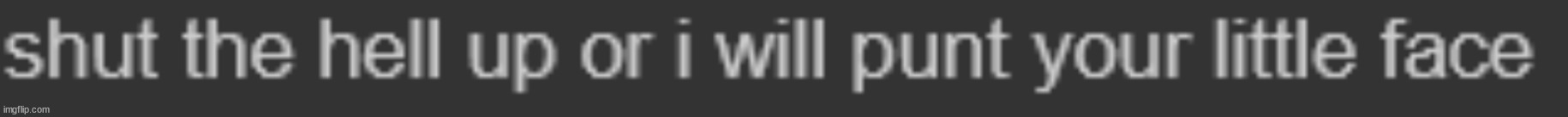 shut the hell up or i will punt your little face | image tagged in shut the hell up or i will punt your little face | made w/ Imgflip meme maker