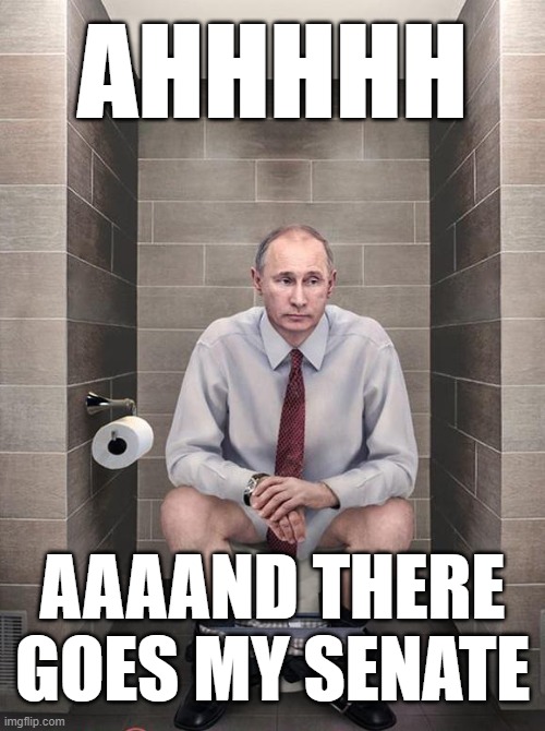 It all went down the toilet (See what I did there?) | AHHHHH; AAAAND THERE GOES MY SENATE | image tagged in putin dump,best streem ever | made w/ Imgflip meme maker