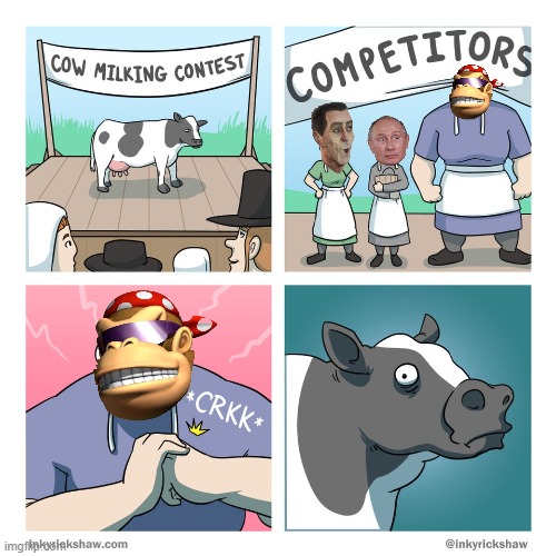 cow milking contest | image tagged in cow milking contest | made w/ Imgflip meme maker