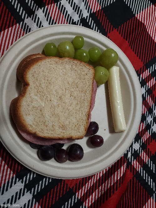 Something I just made... | image tagged in sandwich,grapes,cheese,dinner | made w/ Imgflip meme maker