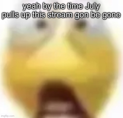 Shocked | yeah by the time July pulls up this stream gon be gone | image tagged in shocked | made w/ Imgflip meme maker