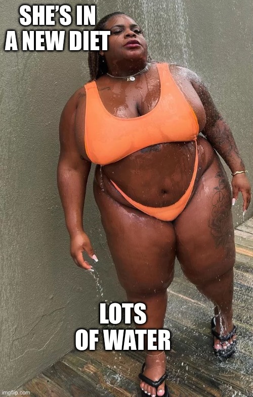 Brazilian Jojo Todynho | SHE’S IN A NEW DIET; LOTS OF WATER | image tagged in bbw,big boobs | made w/ Imgflip meme maker