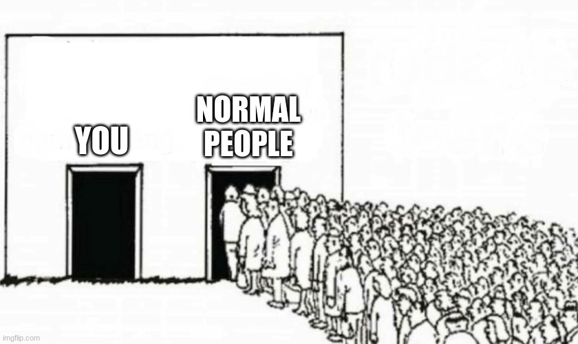 Two doors crowd | YOU; NORMAL PEOPLE | image tagged in two doors crowd | made w/ Imgflip meme maker