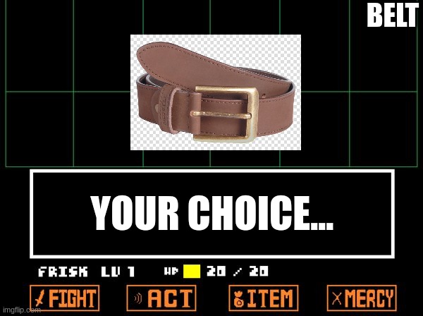 Your choice... | BELT; YOUR CHOICE... | image tagged in undertale,belt,beit,your choice | made w/ Imgflip meme maker
