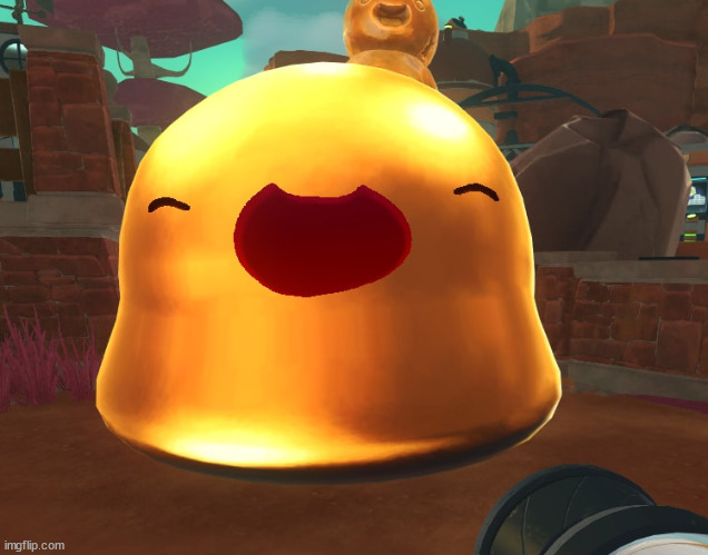 i wonder if he tastes like golden jello (i has this guy in my rancher and i him starve him) | made w/ Imgflip meme maker
