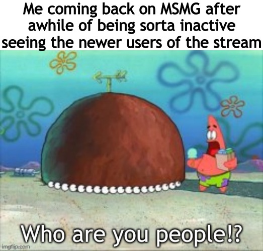 i only see one or two but still | Me coming back on MSMG after awhile of being sorta inactive seeing the newer users of the stream | made w/ Imgflip meme maker