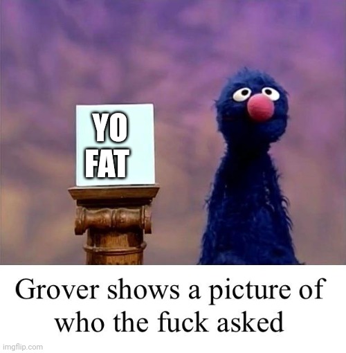 Grover: Who Asked | YO FAT | image tagged in grover who asked | made w/ Imgflip meme maker