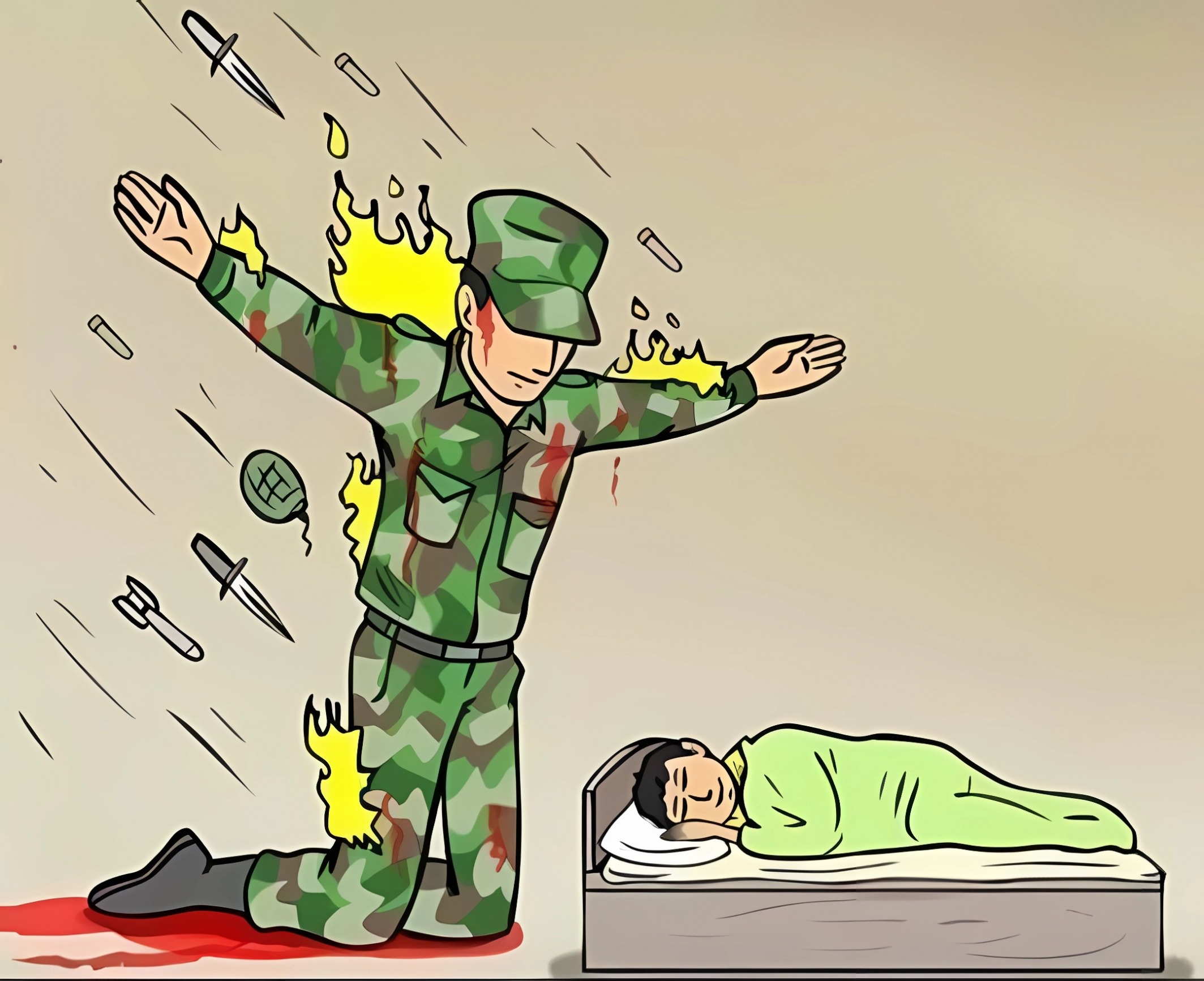 Soldier protecting sleeping child (HQ) Blank Meme Template