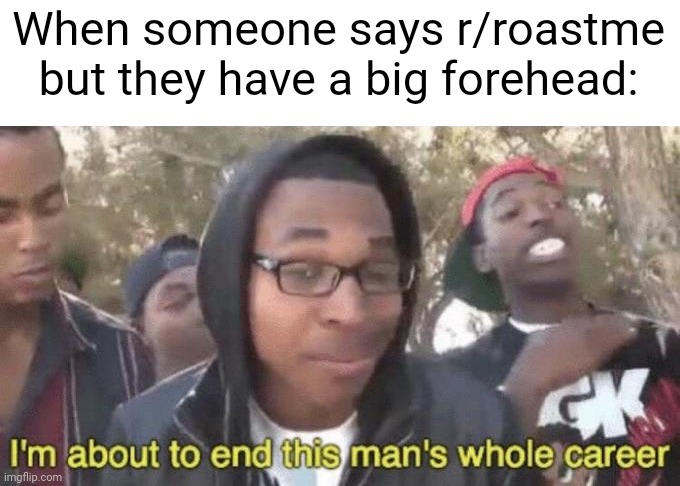 Meme #1,224 | When someone says r/roastme but they have a big forehead: | image tagged in i m about to end this man s whole career,roast,insults,funny,forehead,roasts | made w/ Imgflip meme maker