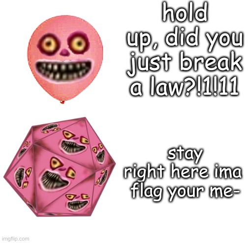 hold up, did you just break a law?!1!11 stay right here ima 

flag your me- | made w/ Imgflip meme maker