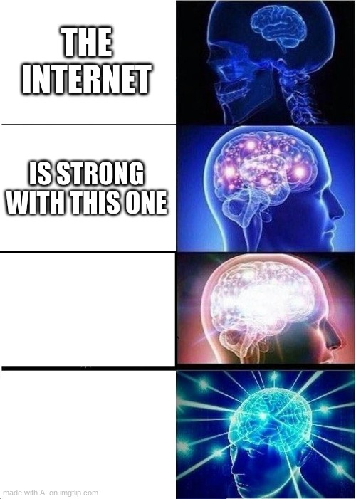 why | THE INTERNET; IS STRONG WITH THIS ONE | image tagged in memes,expanding brain | made w/ Imgflip meme maker