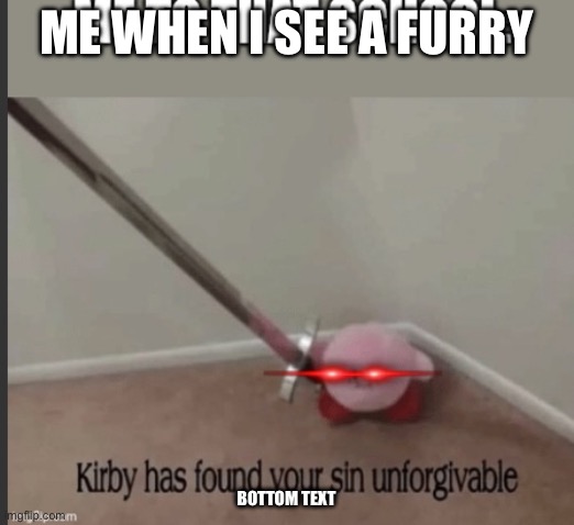 ME WHEN I SEE A FURRY; BOTTOM TEXT | made w/ Imgflip meme maker