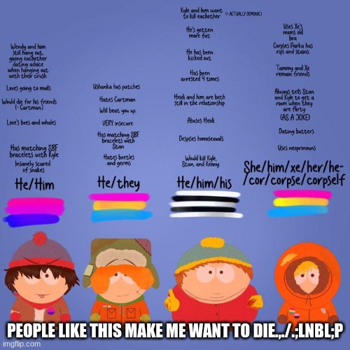 help | PEOPLE LIKE THIS MAKE ME WANT TO DIE.,./.;LNBL;P | image tagged in south park | made w/ Imgflip meme maker
