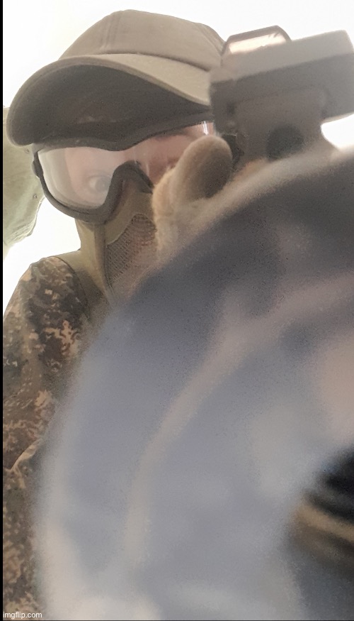 The last thing the unattended rental sees before their ass gets lit up by about 37.9830 bbs flying at speeds of 319.2904 fps | image tagged in memes,airsoft,face reveal,kinda | made w/ Imgflip meme maker