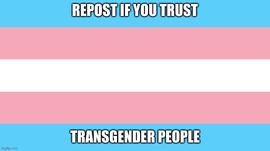 Trans Pride Flag | REPOST IF YOU TRUST; TRANSGENDER PEOPLE | image tagged in trans pride flag | made w/ Imgflip meme maker