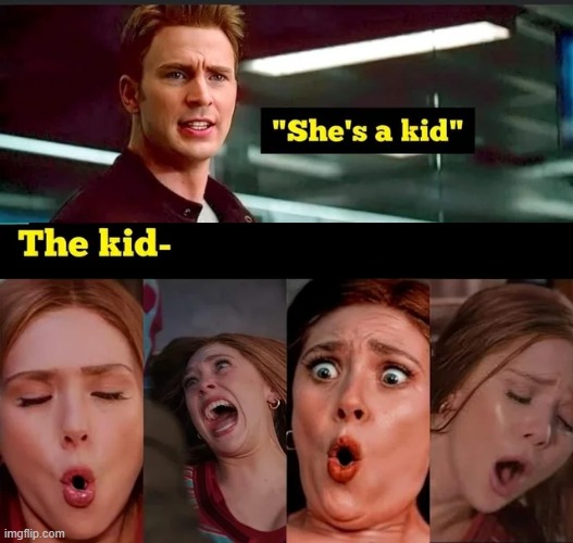 Wanda's Some Kid All Right | image tagged in wandavision,captain america | made w/ Imgflip meme maker