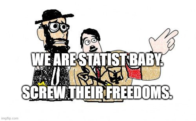 Nazis Everywhere | WE ARE STATIST BABY. SCREW THEIR FREEDOMS. | image tagged in nazis everywhere | made w/ Imgflip meme maker