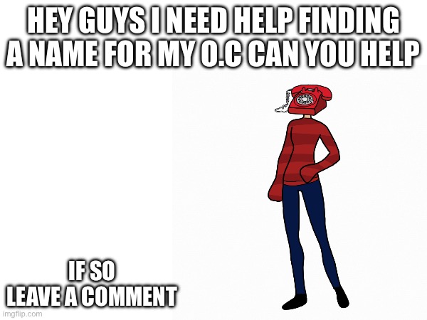 My O.C’s name | HEY GUYS I NEED HELP FINDING A NAME FOR MY O.C CAN YOU HELP; IF SO LEAVE A COMMENT | image tagged in drawing,help | made w/ Imgflip meme maker