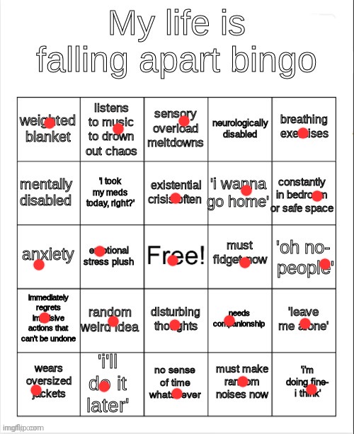 F*ck | image tagged in my life is falling apart bingo | made w/ Imgflip meme maker