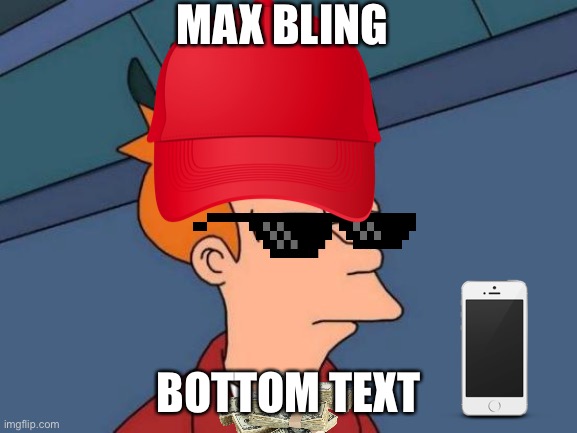 max bling | MAX BLING; BOTTOM TEXT | image tagged in memes,futurama fry | made w/ Imgflip meme maker