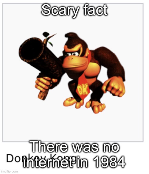 Donkey Kong | Scary fact; There was no internet in 1984 | image tagged in donkey kong | made w/ Imgflip meme maker