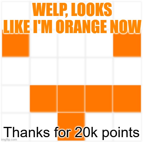 Until we meet again at 40k: Electric *Blue*galoo | WELP, LOOKS LIKE I'M ORANGE NOW; Thanks for 20k points | image tagged in memes,celebration,thanks i guess,40k,20k | made w/ Imgflip meme maker