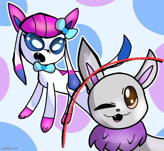 sylceon and mewvee drawn by empressvee | image tagged in sylceon and mewvee drawn by empressvee | made w/ Imgflip meme maker